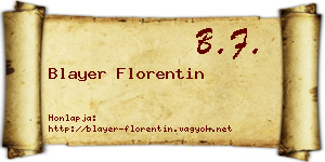 Blayer Florentin névjegykártya
